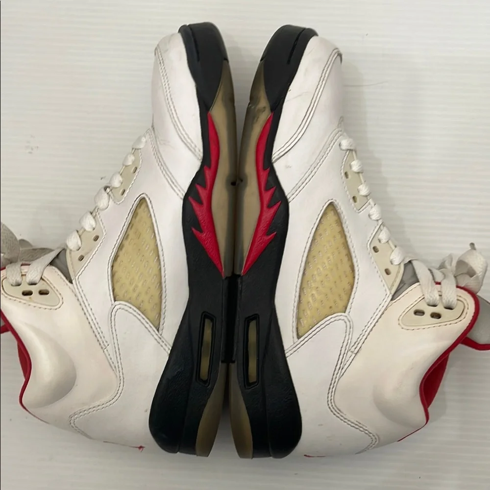 White and Red High-Top Sneakers